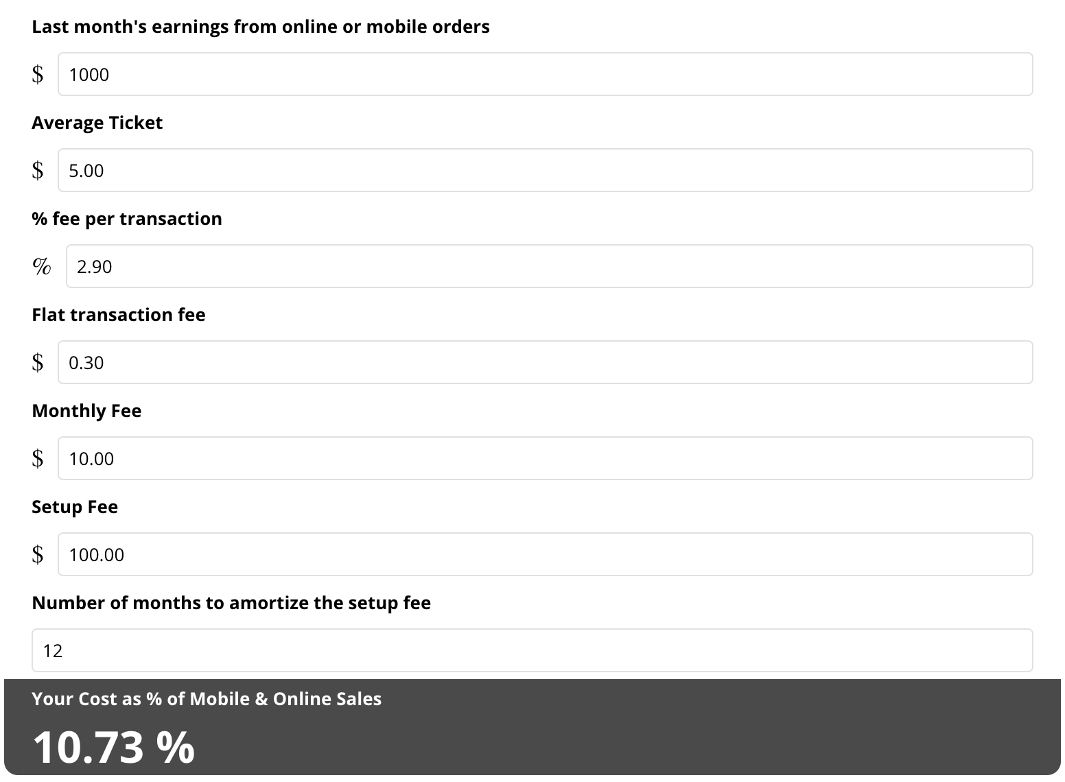 Use online ordering calculator